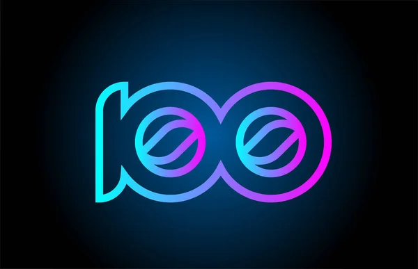 Roze Lijn 100 Nummer Logo Pictogram Ontwerp Creatieve Template Voor — Stockvector