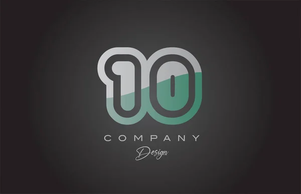 Icône Logo Numéro Vert Gris Modèle Créatif Pour Les Entreprises — Image vectorielle