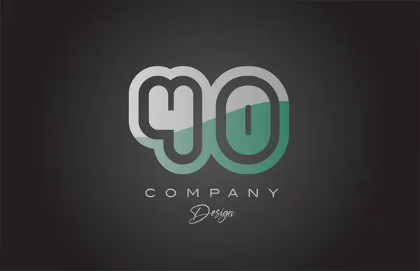 Verde Gris Número Logotipo Icono Diseño Plantilla Creativa Para Empresas — Archivo Imágenes Vectoriales