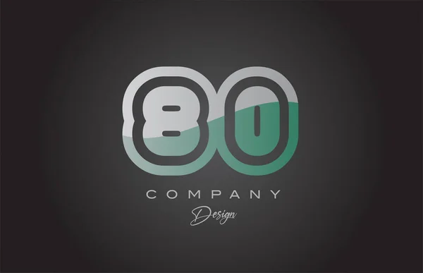Diseño Icono Logotipo Número Gris Verde Plantilla Creativa Para Empresas — Archivo Imágenes Vectoriales