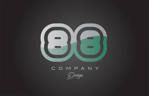 Diseño Icono Logotipo Número Gris Verde Plantilla Creativa Para Empresas — Archivo Imágenes Vectoriales