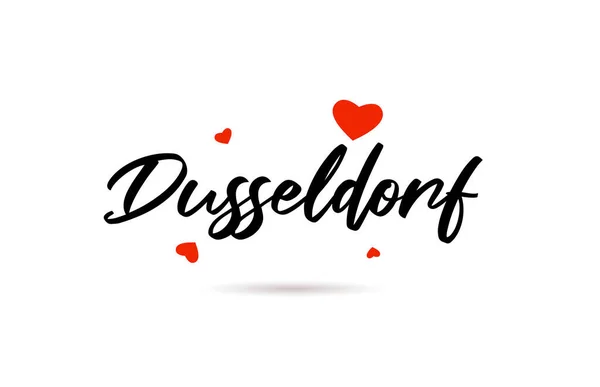 Düsseldorf Handgeschriebenes Stadt Typografie Textwort Mit Liebesherz Handschrift Kreativer Kalligrafie — Stockvektor