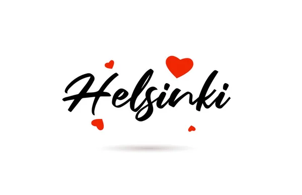 stock vector Helsinki handwritten city typography text word with love heart. Hand lettering. Creative calligraphy text