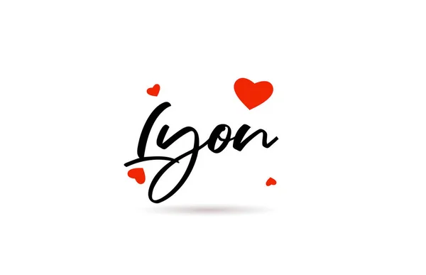 Lyon Yazısı Şehir Tipografisi Aşk Dolu Bir Mesaj Yazısı Yaratıcı — Stok Vektör