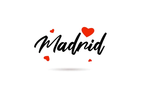 Madrid Tipografía Ciudad Manuscrita Texto Palabra Con Corazón Amor Letras — Vector de stock