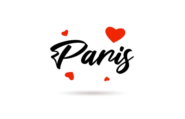 París Tipografía Ciudad Manuscrita Texto Palabra Con Corazón Amor Letras — Vector de stock