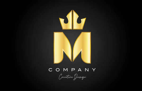 Oro Oro Alfabeto Letra Logo Icono Diseño Plantilla Rey Corona — Archivo Imágenes Vectoriales