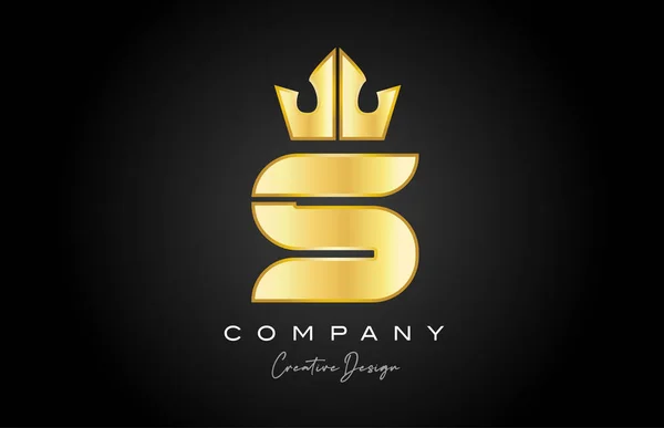 Oro Dorado Alfabeto Letra Logotipo Icono Diseño Plantilla Rey Corona — Archivo Imágenes Vectoriales