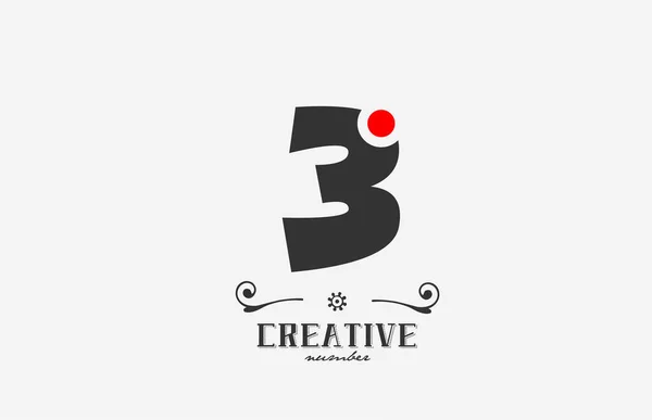Diseño Icono Logotipo Gris Números Con Punto Rojo Plantilla Creativa — Vector de stock