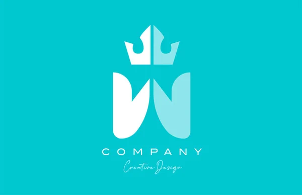 Blue Pastel Alphabet Letter Logo Icon Design King Crown Creative — Stock Vector