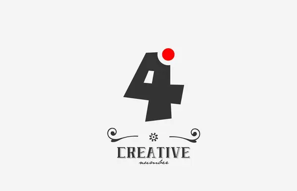 Diseño Icono Logotipo Gris Números Con Punto Rojo Plantilla Creativa — Vector de stock