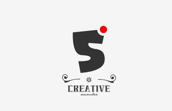 Disegno Icona Logo Numeri Grigio Con Punto Rosso Modello Creativo — Vettoriale Stock