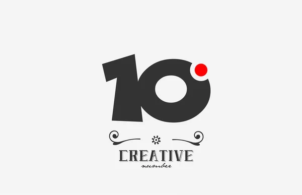 灰色10数字图标设计与红点 公司和企业的创意模板 — 图库矢量图片