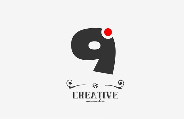 Сірий Номер Логотип Іконка Дизайн Червоною Крапкою Креативний Шаблон Компанії — стоковий вектор