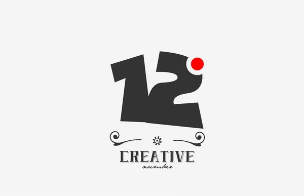 Серый Иконка Логотипа Цифр Красной Точкой Творческий Соблазн Компании Бизнеса — стоковый вектор