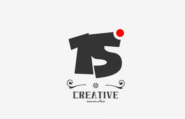 Gris Número Logotipo Icono Diseño Con Punto Rojo Plantilla Creativa — Vector de stock