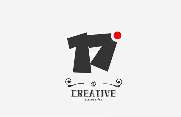 赤い点のグレーの17番のロゴアイコンのデザイン 会社とビジネスのための創造的なテンプレート — ストックベクタ