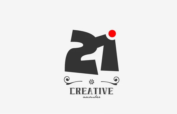 Szara Ikona Logo Numer Czerwoną Kropką Kreatywny Szablon Dla Firmy — Wektor stockowy
