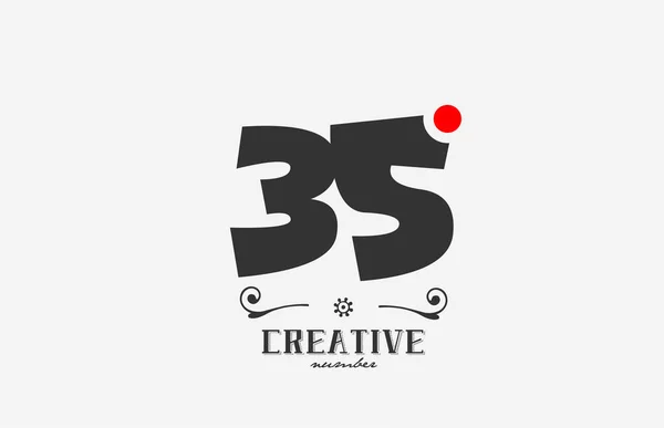 Šedá Číslice Logo Design Ikony Červenou Tečkou Kreativní Šablona Pro — Stockový vektor