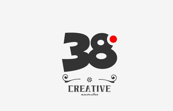 Disegno Icona Logo Numero Grigio Con Puntino Rosso Modello Creativo — Vettoriale Stock