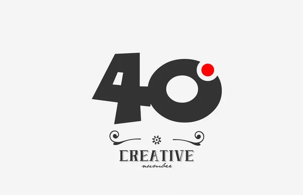 灰色40数字图标设计与红点 公司和企业的创意模板 — 图库矢量图片