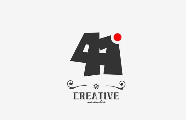 Grau Zahl Logo Symbol Design Mit Rotem Punkt Kreative Vorlage — Stockvektor
