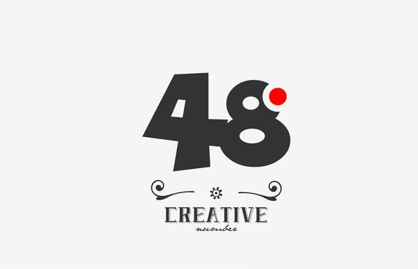 灰色48数字图标设计与红点 公司和企业的创意模板 — 图库矢量图片