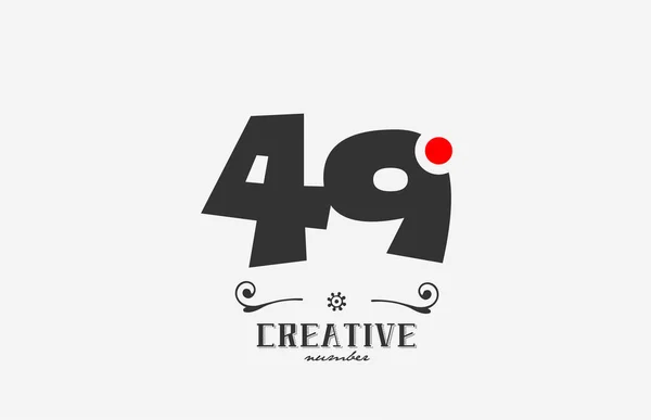 灰色49数字图标设计与红点 公司和企业的创意模板 — 图库矢量图片