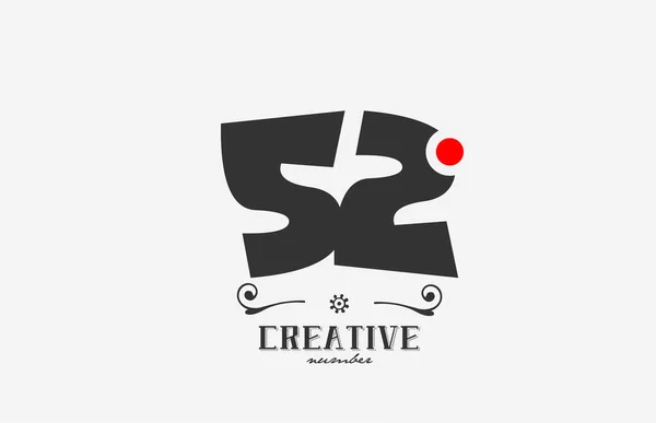 レッドドットのグレーの52番ロゴのアイコンデザイン 会社とビジネスのための創造的なテンプレート — ストックベクタ