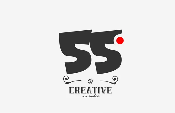 レッドドットのグレーの55番ロゴのアイコンデザイン 会社とビジネスのための創造的なテンプレート — ストックベクタ
