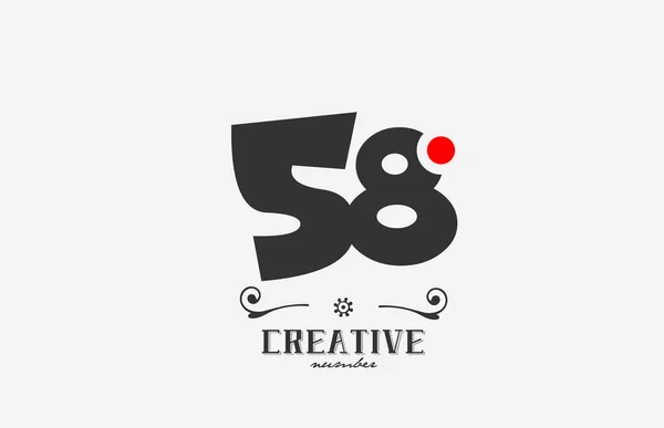 灰色58数字图标设计与红点 公司和企业的创意模板 — 图库矢量图片