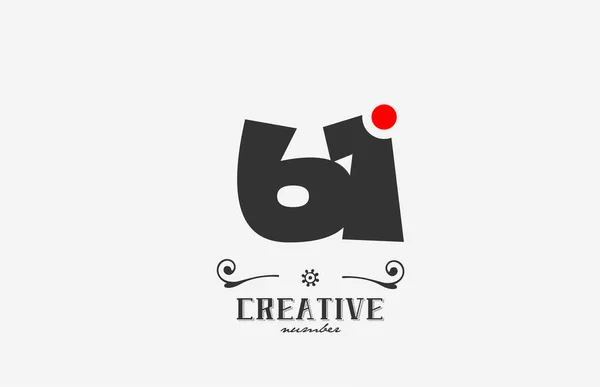 Logo Gris Chiffres Icône Design Avec Point Rouge Modèle Créatif — Image vectorielle