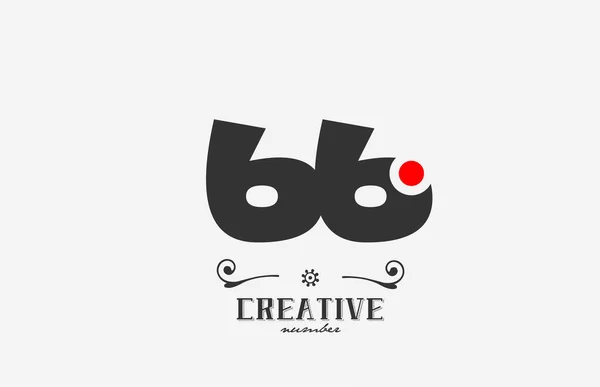 灰色66数字图标设计与红点 公司和企业的创意模板 — 图库矢量图片