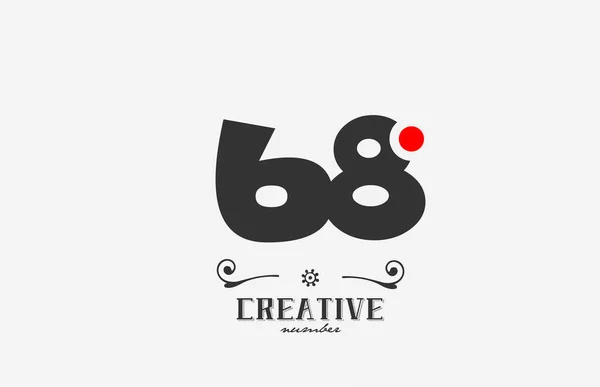 灰色68数字图标设计与红点 公司和企业的创意模板 — 图库矢量图片