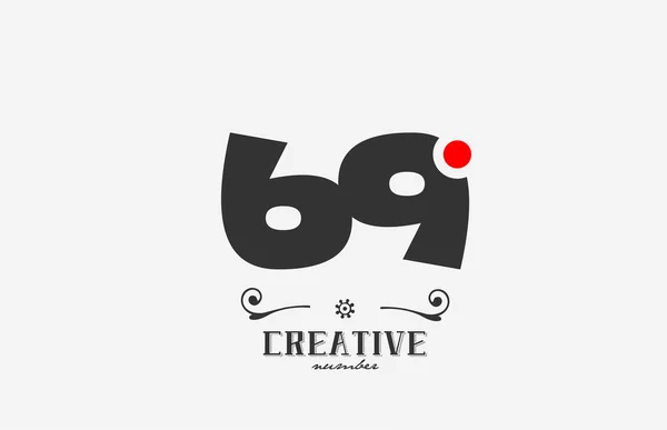 灰色69数字图标设计与红点 公司和企业的创意模板 — 图库矢量图片