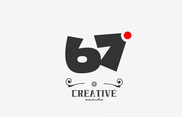 灰色67数字图标设计与红点 公司和企业的创意模板 — 图库矢量图片