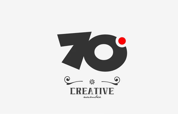 灰色70数字图标设计与红点 公司和企业的创意模板 — 图库矢量图片