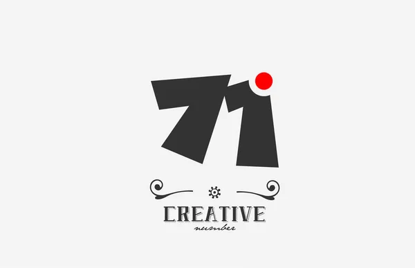 Projeto Cinzento Ícone Logotipo Número Com Ponto Vermelho Modelo Criativo —  Vetores de Stock