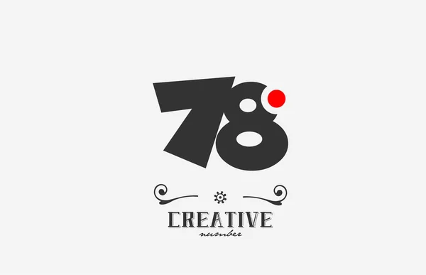 灰色78数字图标设计与红点 公司和企业的创意模板 — 图库矢量图片