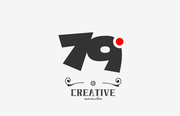 灰色79数字图标设计与红点 公司和企业的创意模板 — 图库矢量图片