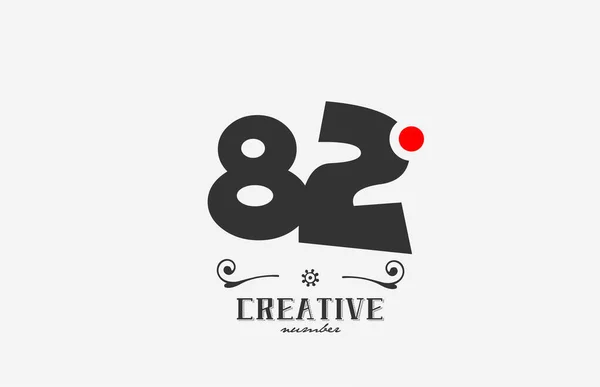 灰色82数字图标设计与红点 公司和企业的创意模板 — 图库矢量图片