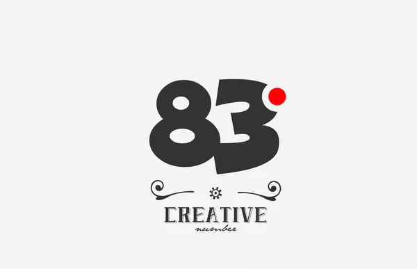 灰色83数字图标设计与红点 公司和企业的创意模板 — 图库矢量图片