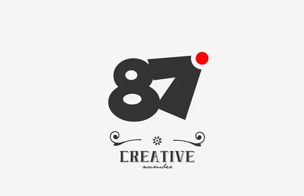 Projeto Cinzento Ícone Logotipo Número Com Ponto Vermelho Modelo Criativo — Vetor de Stock