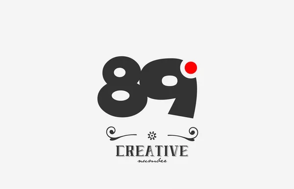 灰色89数字图标设计与红点 公司和企业的创意模板 — 图库矢量图片