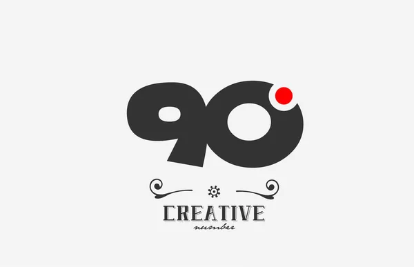 灰色90数字图标设计与红点 公司和企业的创意模板 — 图库矢量图片