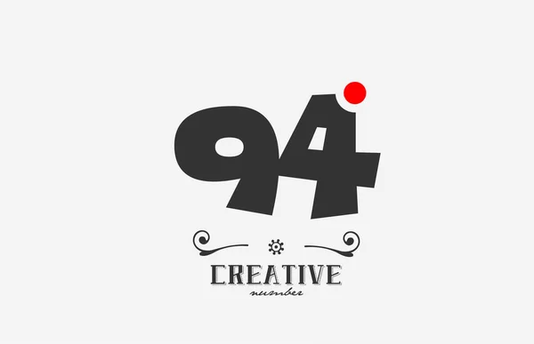 灰色94数字图标设计与红点 公司和企业的创意模板 — 图库矢量图片