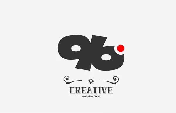 灰色96数字图标设计与红点 公司和企业的创意模板 — 图库矢量图片