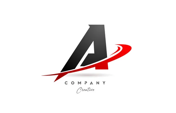 Czarny Szary Logo Alfabetu Ikona Projekt Czerwonym Swoosh Kreatywny Szablon — Wektor stockowy