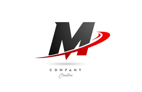 黑色灰色M字母表图标设计与红色Swoosh 商业和公司的创意模板 — 图库矢量图片