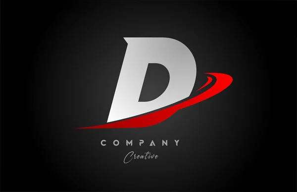 红色Swoosh D字母图标设计与黑色灰色 公司和企业的创意模板 — 图库矢量图片